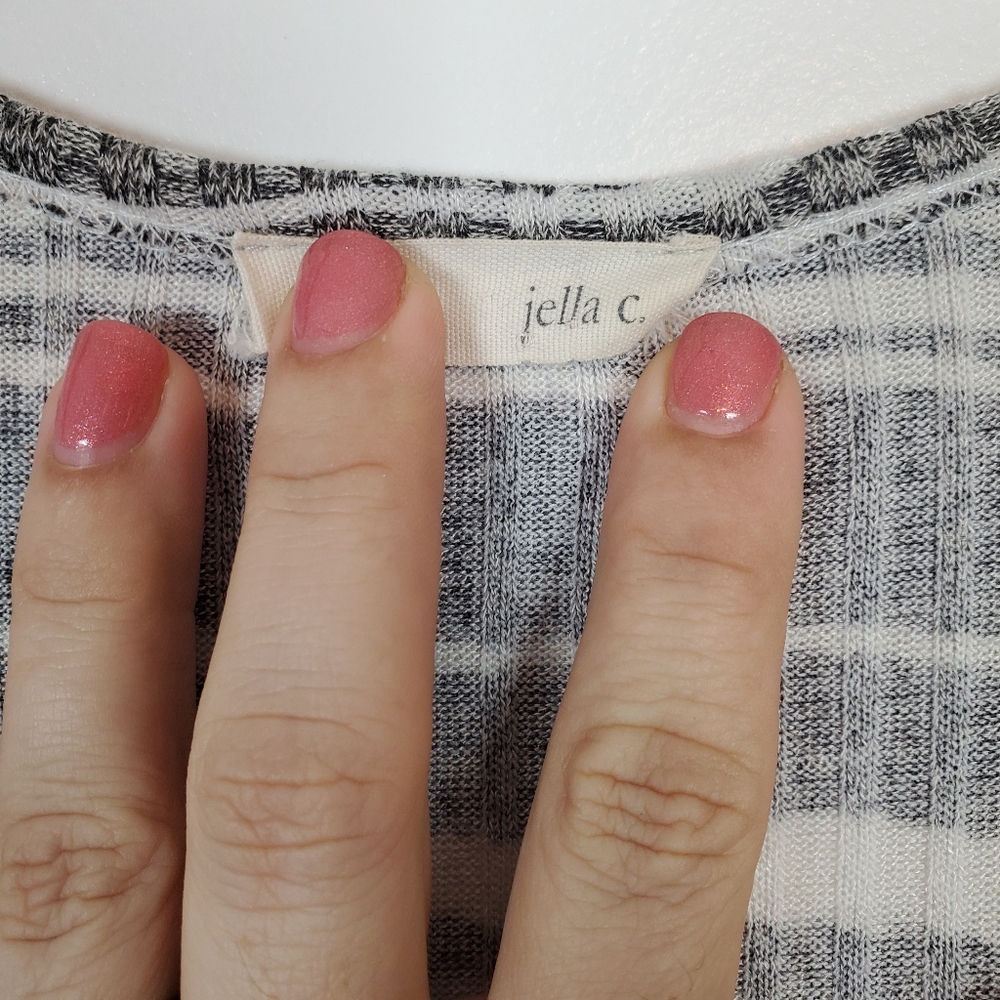 Jella C gray and white striped peplum top - Picture 2 of 3